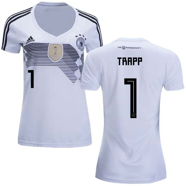 Women's Germany #1 Trapp White Home Soccer Country Jersey - Click Image to Close